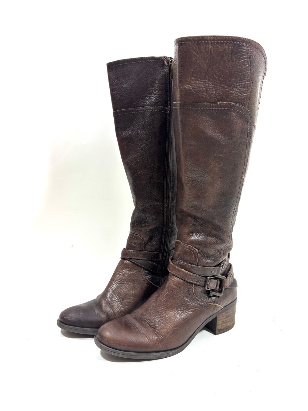 * Marc Fisher Kacee Tall Leather Equestrian Riding Boots Brown 9M